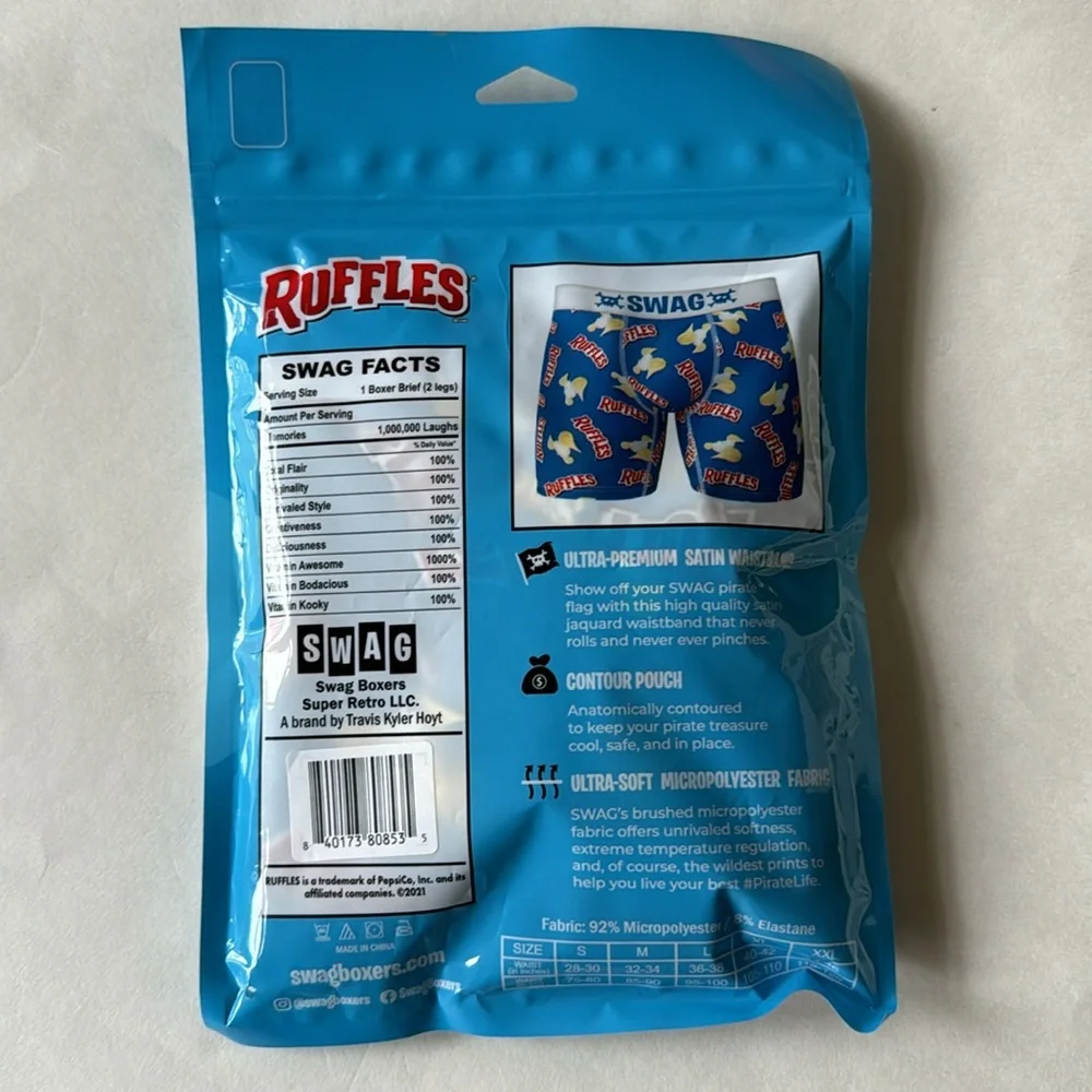 PEPSI CO SWAG Ruffles Original Men’s Brief shorts M Medium Blue White $20 NWT